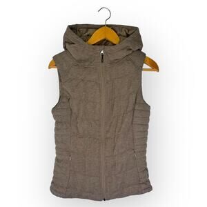 Be by Blanc Noir Women's Jersey Puffer Vest S Heathered Brown Quilted Hooded